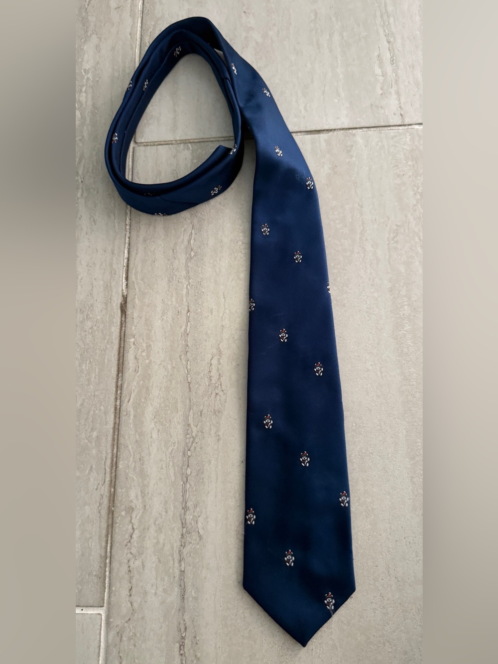 Vintage Lazarus Men's Blue Holiday Winter Teddy Bear Pattern Classic Accent Tie